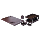 Dark Brown Bonded Leather Desk Set, 8pc